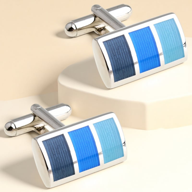 Копчета за ръкавели – френски стил, унисекс; форма констелация; стомана с електроплатина; кристал бял призрак