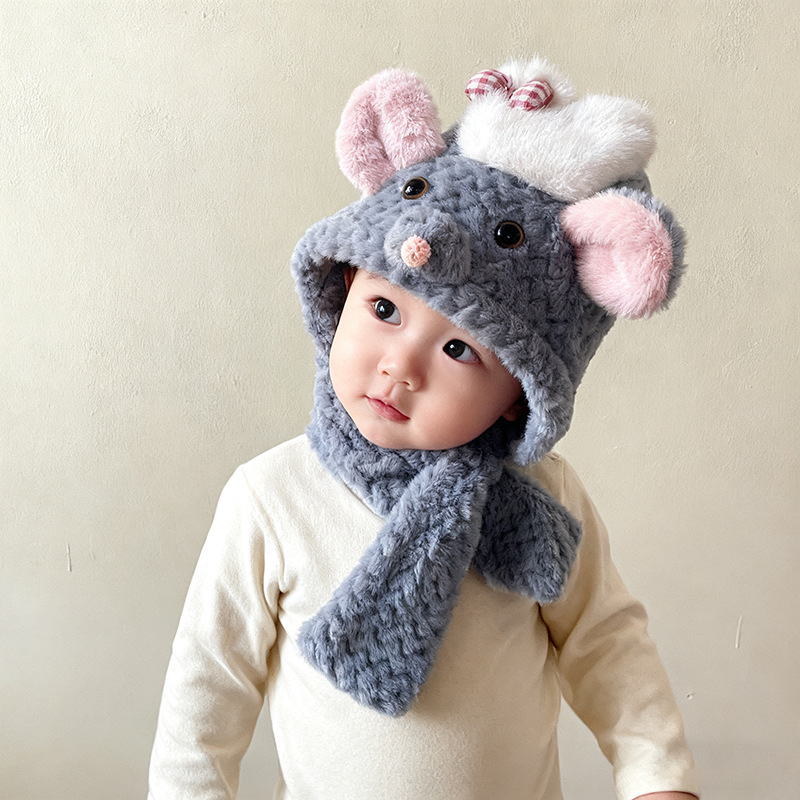 All-in-One dječja kapa-šal – pliš kapa za zimu s zaštitom ušiju, otporno na vjetar, za 6–12 mjeseci