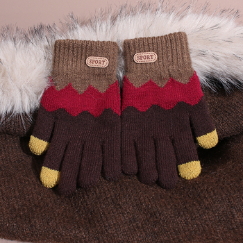 Dječje vunene rukavice, Jacquard pleteni, s punim prstima, zadržavaju toplinu, za uzrast 8–15 godina, zima i jesen