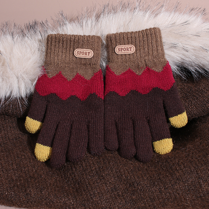 Dječje vunene rukavice, Jacquard pleteni, s punim prstima, zadržavaju toplinu, za uzrast 8–15 godina, zima i jesen