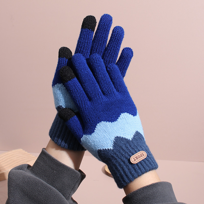 Dječje vunene rukavice, Jacquard pleteni, s punim prstima, zadržavaju toplinu, za uzrast 8–15 godina, zima i jesen
