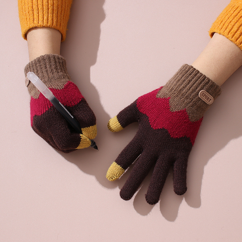 Dječje vunene rukavice, Jacquard pleteni, s punim prstima, zadržavaju toplinu, za uzrast 8–15 godina, zima i jesen