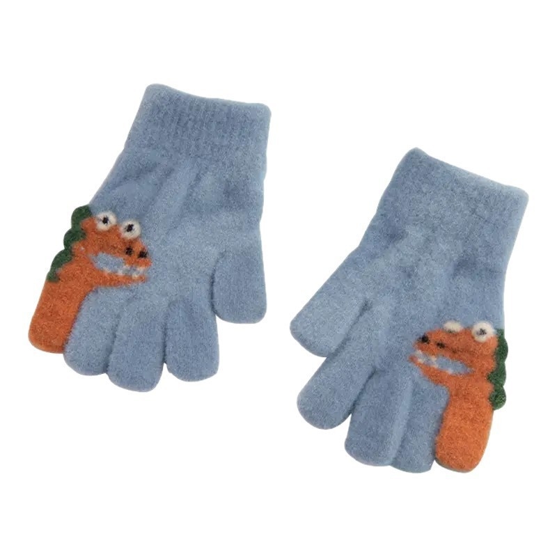 Dječje rukavice za jesen-zimu, tople, cartoon uzorak, s podijeljenim prstima, za djecu od 3 do 5 godina, prilagodljive.