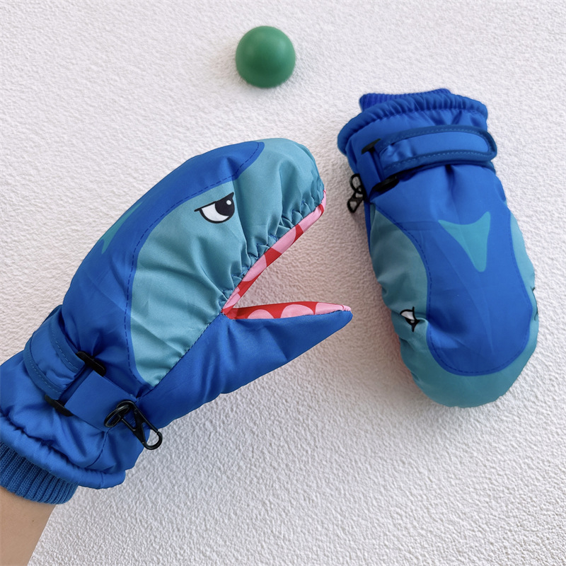 Dječje skijaške rukavice, poliester, tople, unisex, mitten stil s karikaturom