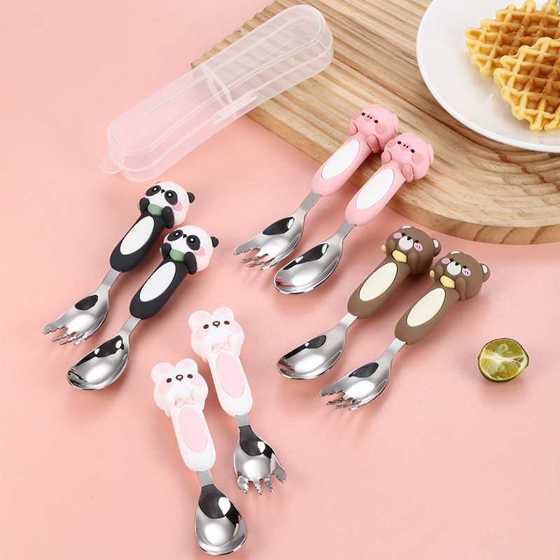 Детска лъжичка от неръждаема стомана 316, карикатурен дизайн, стил свеж и сладък, огледално полирана повърхност