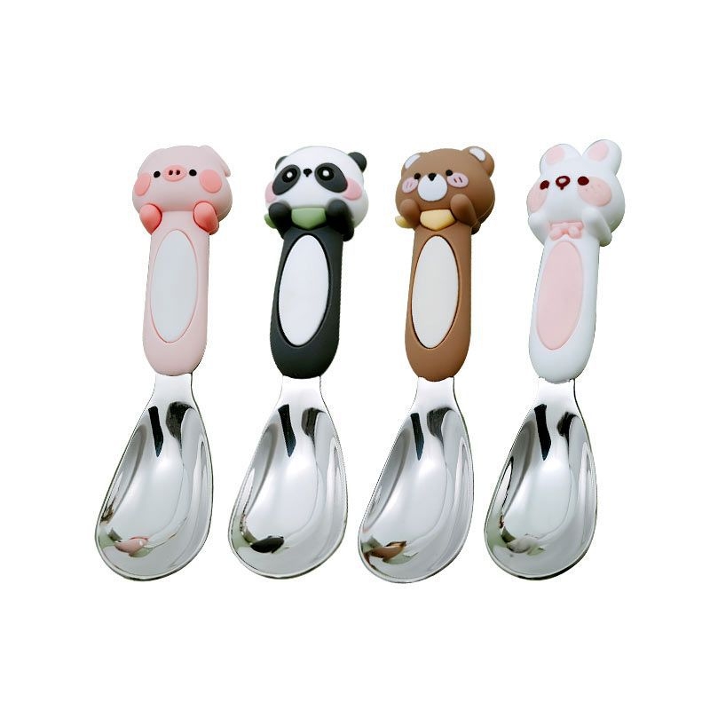 Детска лъжичка от неръждаема стомана 316, карикатурен дизайн, стил свеж и сладък, огледално полирана повърхност