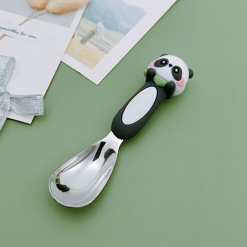 Детска лъжичка от неръждаема стомана 316, карикатурен дизайн, стил свеж и сладък, огледално полирана повърхност