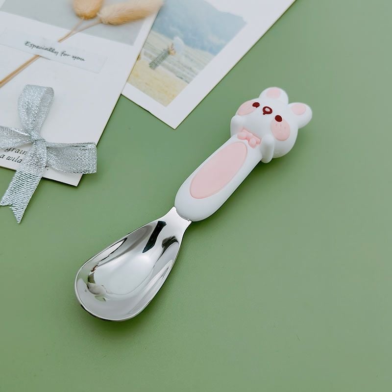Детска лъжичка от неръждаема стомана 316, карикатурен дизайн, стил свеж и сладък, огледално полирана повърхност