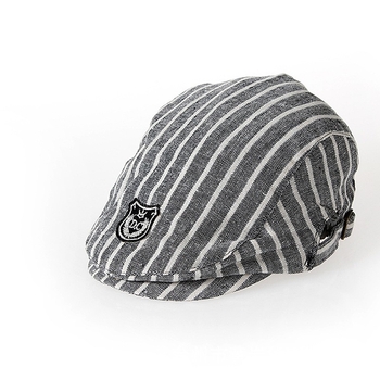 Dječji beret u britanskom stilu s prugama, kupolasti oblik, zaštita od sunca, pamuk-linina smjesa