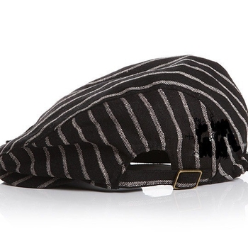 Dječji beret u britanskom stilu s prugama, kupolasti oblik, zaštita od sunca, pamuk-linina smjesa