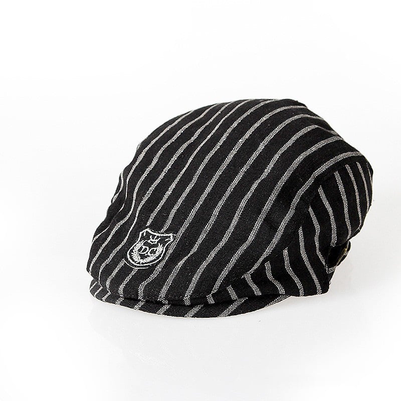 Dječji beret u britanskom stilu s prugama, kupolasti oblik, zaštita od sunca, pamuk-linina smjesa