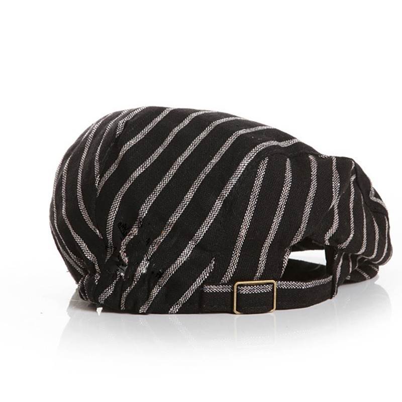 Dječji beret u britanskom stilu s prugama, kupolasti oblik, zaštita od sunca, pamuk-linina smjesa