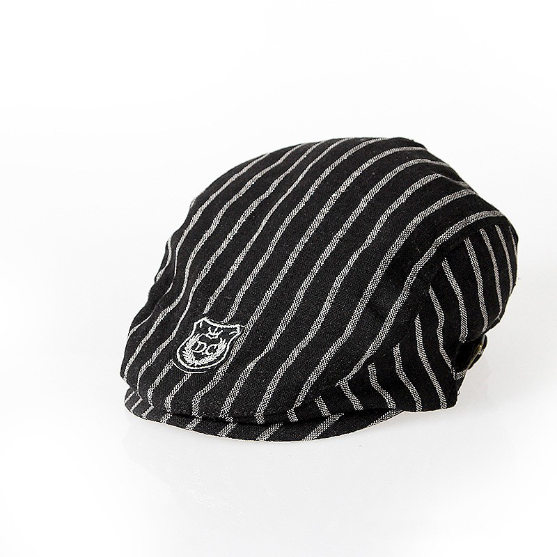 Dječji beret u britanskom stilu s prugama, kupolasti oblik, zaštita od sunca, pamuk-linina smjesa