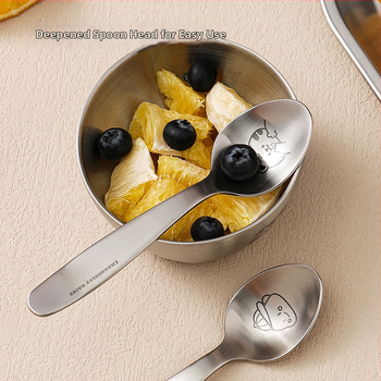 Dječji pribor: žlica i vilica od 304 nehrđajućeg čelika, cartoon uzorak životinja, mogućnost prilagodbe