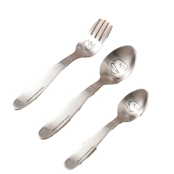 Dječji pribor: žlica i vilica od 304 nehrđajućeg čelika, cartoon uzorak životinja, mogućnost prilagodbe