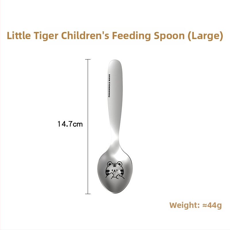 Dječji pribor: žlica i vilica od 304 nehrđajućeg čelika, cartoon uzorak životinja, mogućnost prilagodbe