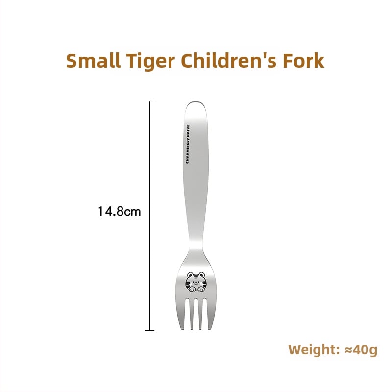 Dječji pribor: žlica i vilica od 304 nehrđajućeg čelika, cartoon uzorak životinja, mogućnost prilagodbe