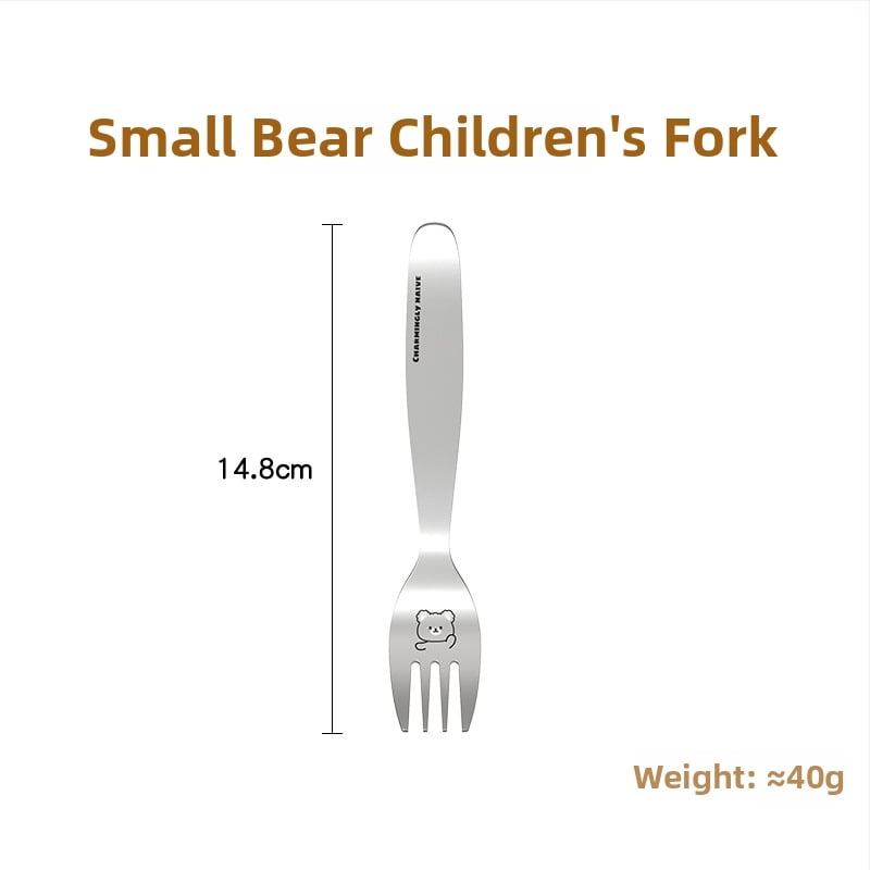 Dječji pribor: žlica i vilica od 304 nehrđajućeg čelika, cartoon uzorak životinja, mogućnost prilagodbe