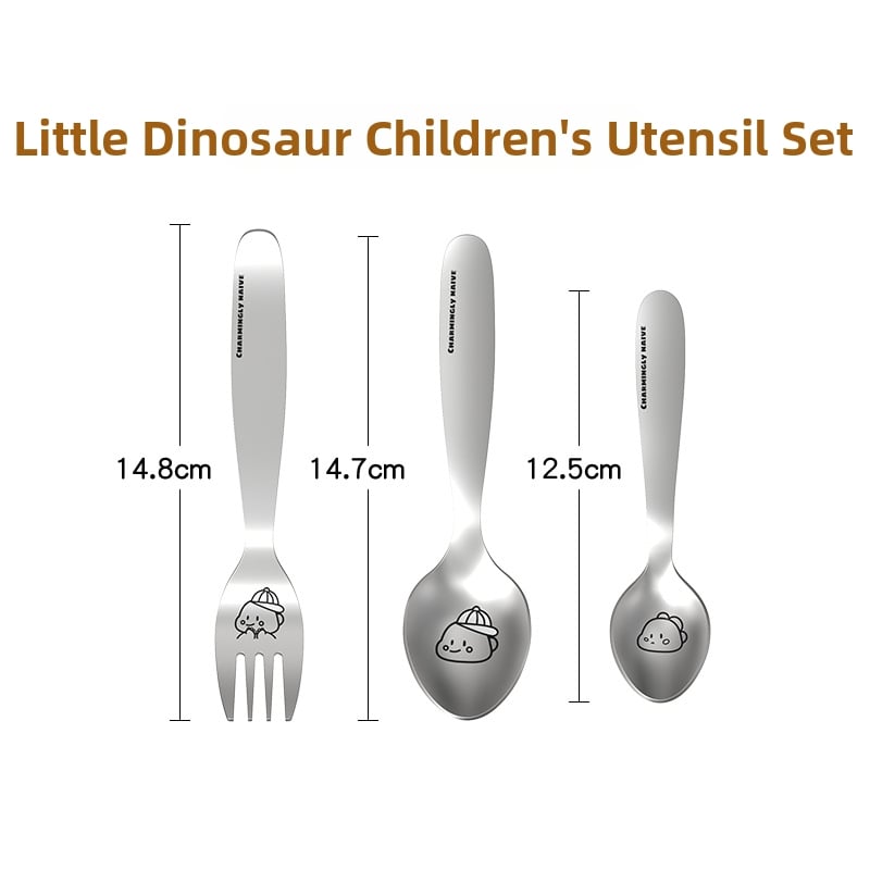 Dječji pribor: žlica i vilica od 304 nehrđajućeg čelika, cartoon uzorak životinja, mogućnost prilagodbe