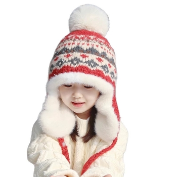 Dječja zimska pletena kapa s zaštitom za uši, kupolni stil, topla, za djecu 2–10 godina