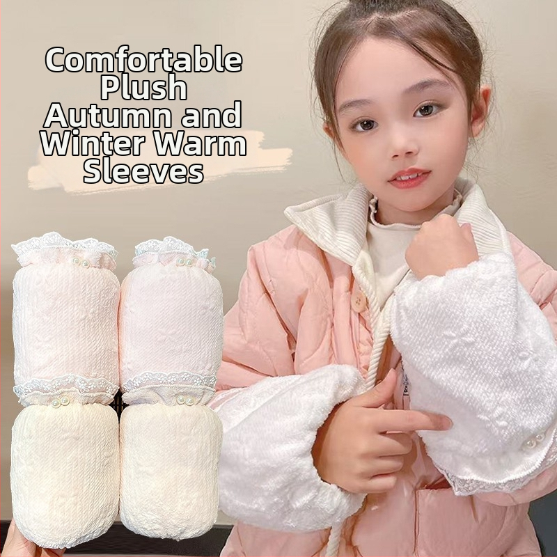 Bērnu plaukstas aizsargi ar mežģīnēm rudens–ziemas sezonai (Pret netīrumiem; Rudens/Ziema; Vecuma grupa 0–8 gadi; Raksts: Vienkrāsains; Zīmols Friendly)