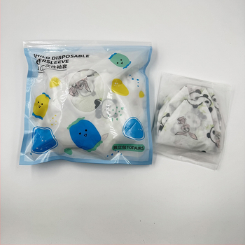 Vienkartinės vaiko rankų manžetės — atsparios vandeniui, prieš nešvarumus; kvėpuojanti membrana, neaustas audinys, elastinės