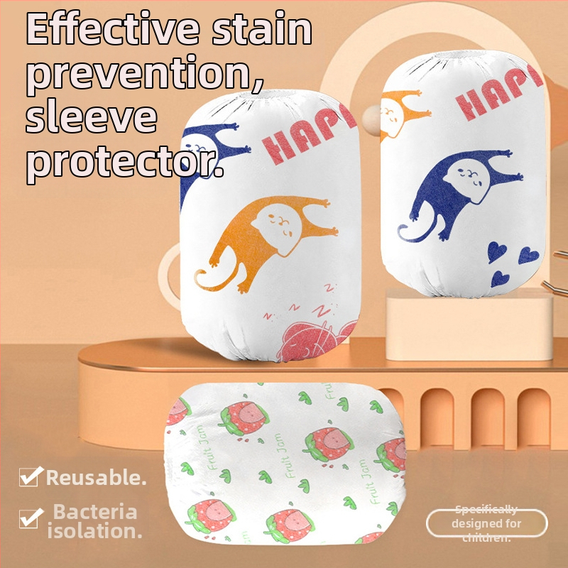 Detské nepremokavé PVC rukávy s karikatúrnym motívom, ochrana proti zašpineniu