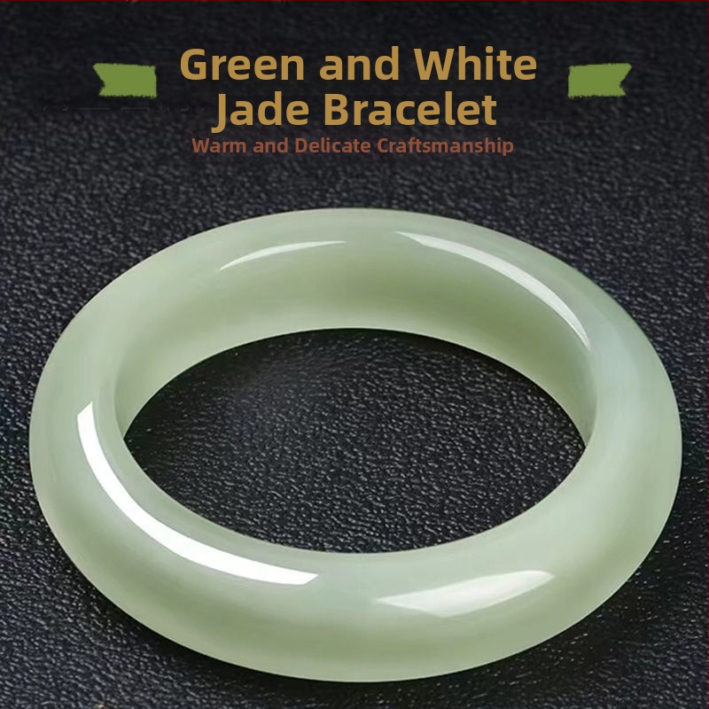 Originálny Xinjiang Hetian jade náramok pre ženy — prírodný Hetian jade, kruhový pásikový dizajn