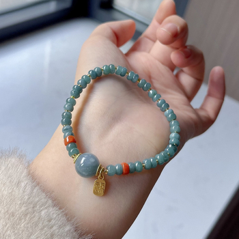 Jáde lemez gyöngy karkötő, kézzel készített, uniszex, kínai stílus, geometriai dizájn