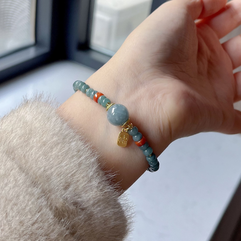 Jáde lemez gyöngy karkötő, kézzel készített, uniszex, kínai stílus, geometriai dizájn