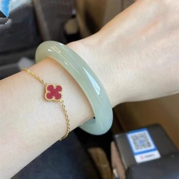 Hetian jade karkötő aranybevonatos beültetéssel, kézzel készített, geometriai forma