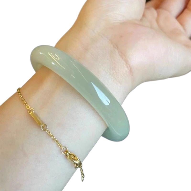 Hetian jade karkötő aranybevonatos beültetéssel, kézzel készített, geometriai forma