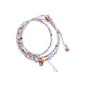 Jadeitből készült karkötő aranybevonattal, kézzel készített, három körös dizájn, uniszex