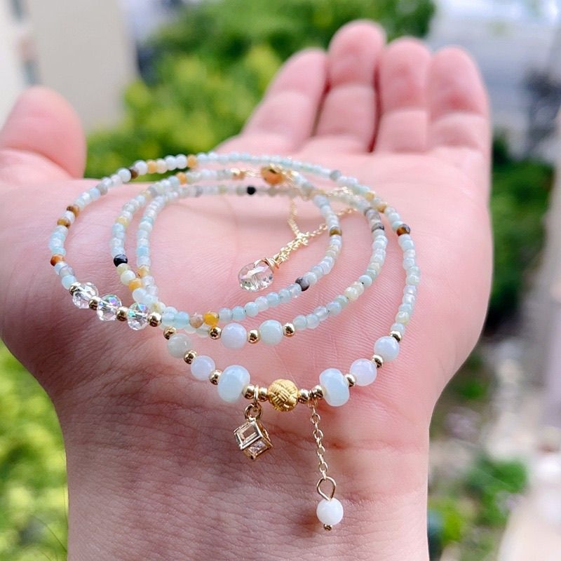 Jadeitből készült karkötő aranybevonattal, kézzel készített, három körös dizájn, uniszex