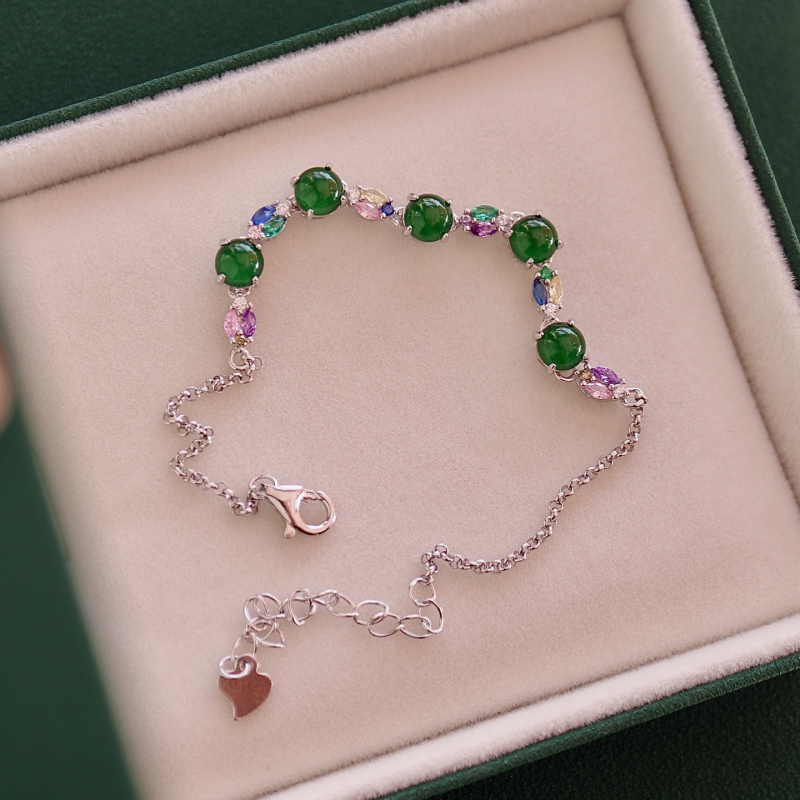 Narukvica od jadeita sa S925 srebrnim umetkom, geometrijski oblik, jednostavan ženski stil, jesen 2025