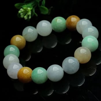 Természetes jadeit karkötő, 12 gyöngy, aranybeültetéssel, kézzel készített, uniszex, gyűjteményes