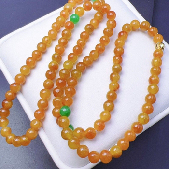 Jadeit karkötő arany betétekkel, 108 gyöngy, kézzel készített, geometriai forma, uniszex