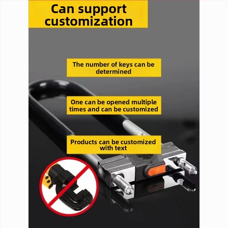 Dzelzs U-formas stikla durvju slēdzis vitrīnām, dvurdurvju slēdzene, mortise tipa slēdzene, pret zādzībām, paplašināta U forma