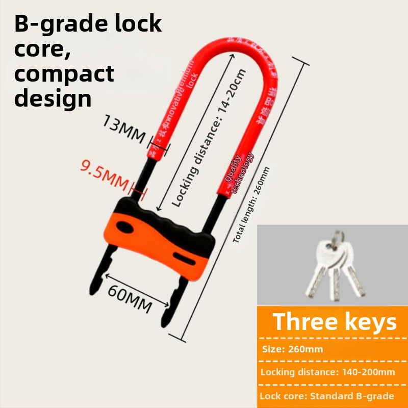 Dzelzs U-formas stikla durvju slēdzis vitrīnām, dvurdurvju slēdzene, mortise tipa slēdzene, pret zādzībām, paplašināta U forma