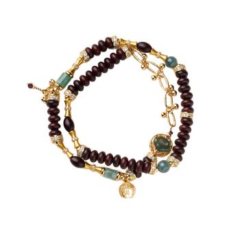 Jadeitový náramok, pozlátený, unisex retro štýl doplnok na ruku, model QSZTL462X679