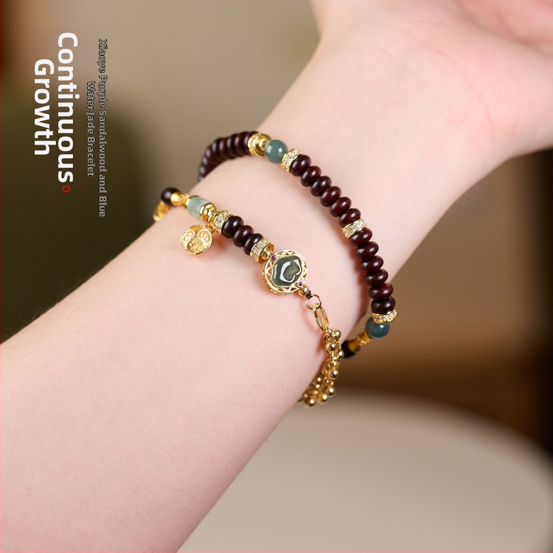 Jadeitový náramok, pozlátený, unisex retro štýl doplnok na ruku, model QSZTL462X679