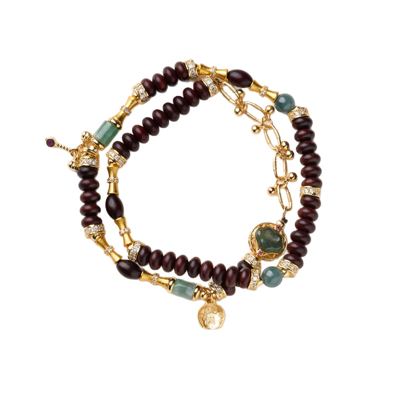 Jadeitový náramok, pozlátený, unisex retro štýl doplnok na ruku, model QSZTL462X679