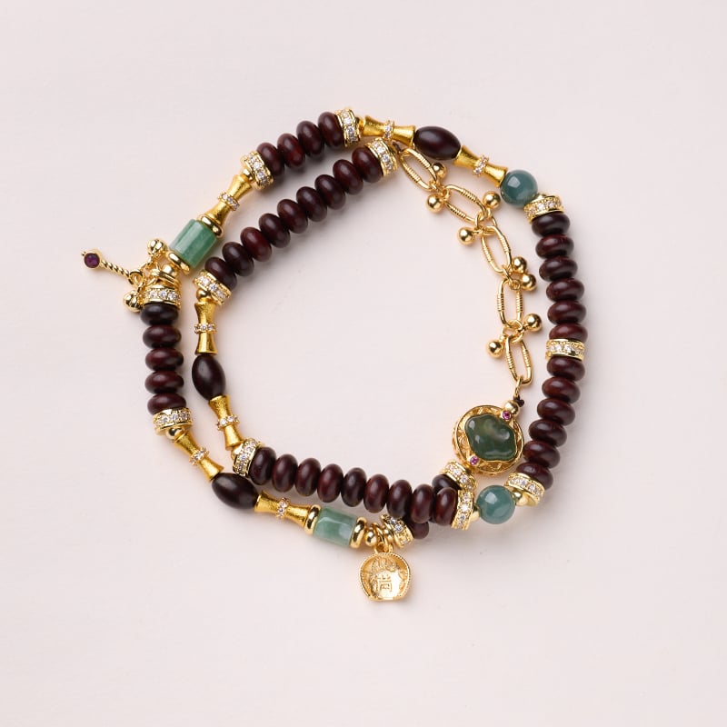 Jadeitový náramok, pozlátený, unisex retro štýl doplnok na ruku, model QSZTL462X679