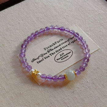 ametiszt karkötő, kézzel készített, nőknek, koreai stílus, friss és édes, 2024 tavasz, kézhez illő kiegészítő