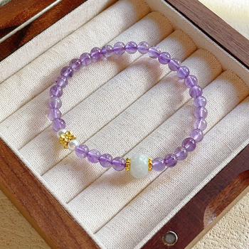 ametiszt karkötő, kézzel készített, nőknek, koreai stílus, friss és édes, 2024 tavasz, kézhez illő kiegészítő