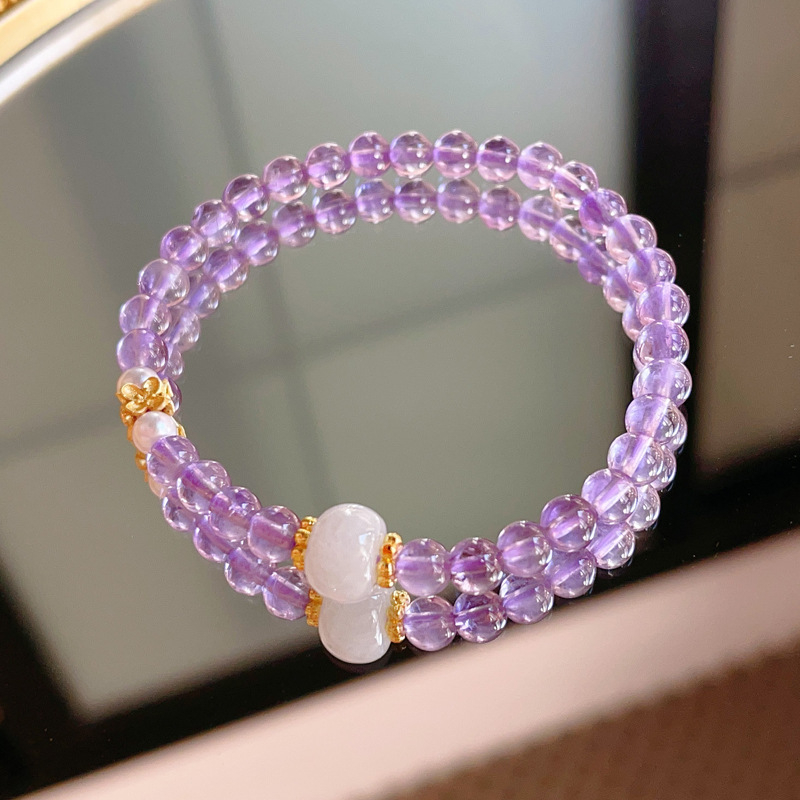 ametiszt karkötő, kézzel készített, nőknek, koreai stílus, friss és édes, 2024 tavasz, kézhez illő kiegészítő