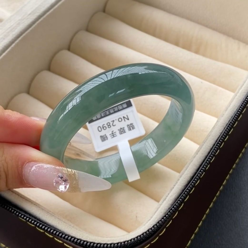 Narukvica od nefrita Ice-Type, Grade-6 Jade, Ručno izrađena, Plutajući cvjetni uzorak, Unisex