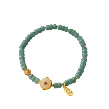 Emerald náramok s šťastným príveskom, ručne vyrobený, dámske retro šperky