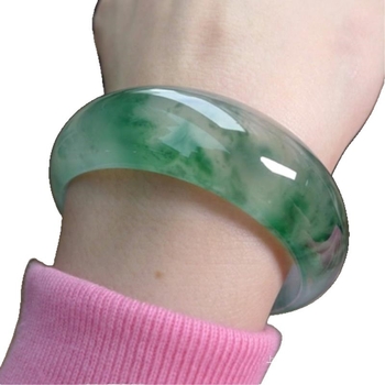 Гривна от нефрит за жени, A-клас, дизайн плаващо цвете, етно стил