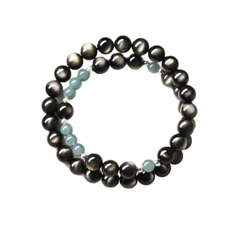 Narukvica od obsidijana, geometrijski dizajn, unisex, fino polirano, old-money stil